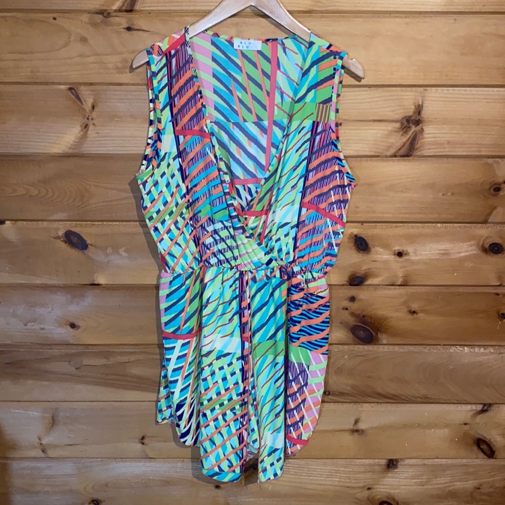 Blue Blush tropical bright romper